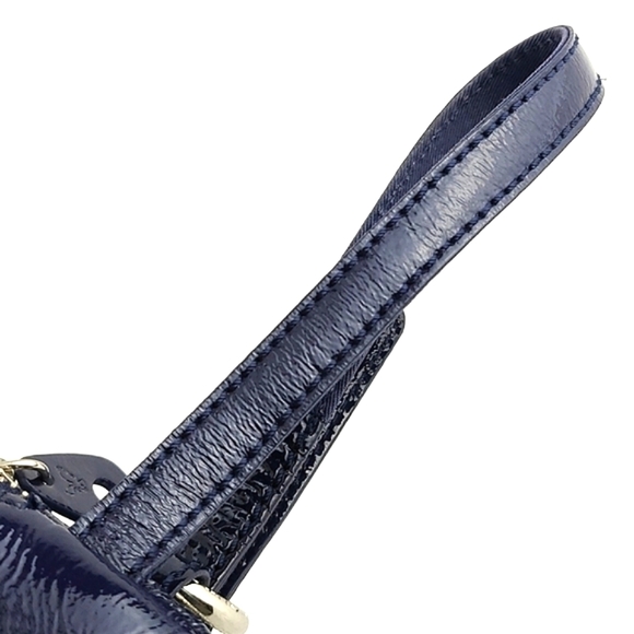 American Eagle Outfitters AEO Patent Navy Blue Lrg Zipper Clutch Wristlet Wallet - Picture 8 of 13